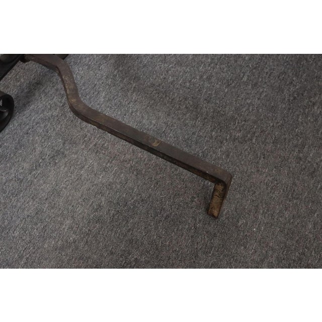 Pair of Gothic Revival Firedogs / Andirons With Basket Twist and Scroll Motif For Sale - Image 14 of 15