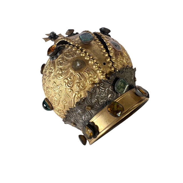 Early 19th Century Early 19th Century Bronze Dore Italian Crown With Jewels For Sale - Image 5 of 9