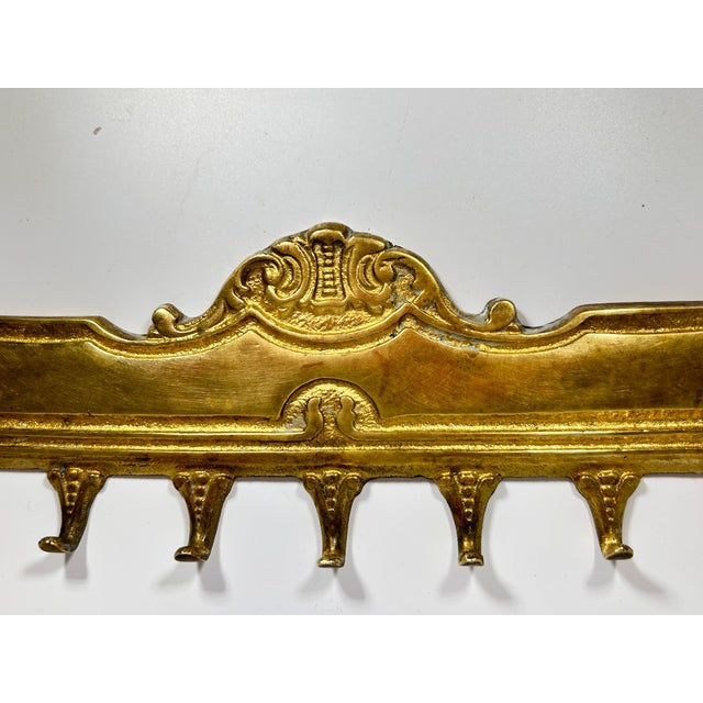 Antique Brass Decorative Wall Plate With Small Hooks From Hungary For Sale In New York - Image 6 of 6