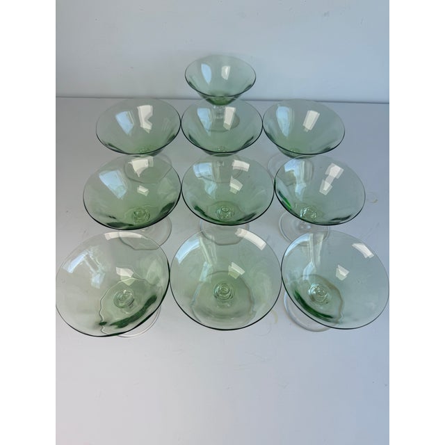 A most elegant group of delicate dessert dishes. Gorgeous green color & delicate thin glass to elevate your table setting....