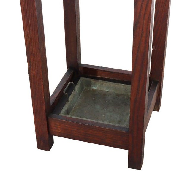 Stickley Antique Stickley School Arts & Crafts Mission Oak Umbrella Stand C1910 For Sale - Image 4 of 9