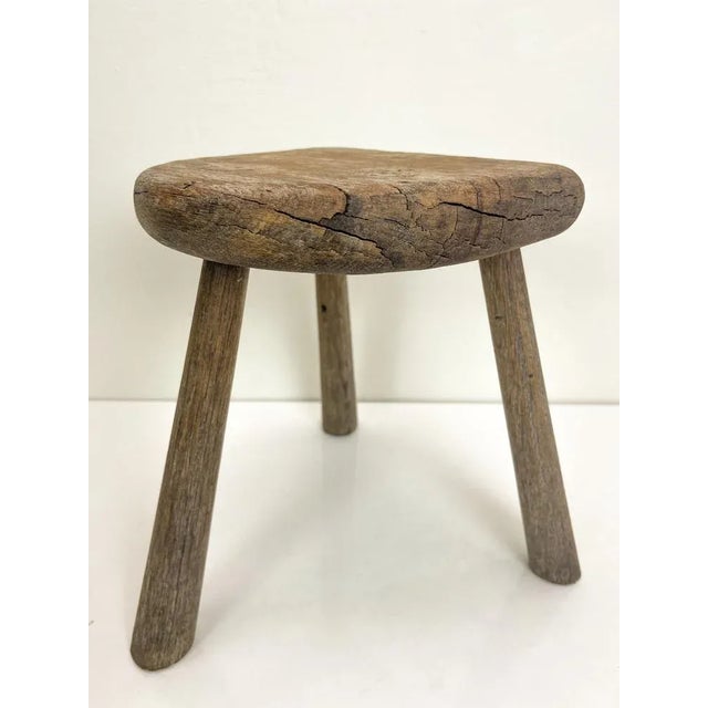 Brutalist Style Oak Tripod Stool, 1950s For Sale - Image 11 of 11