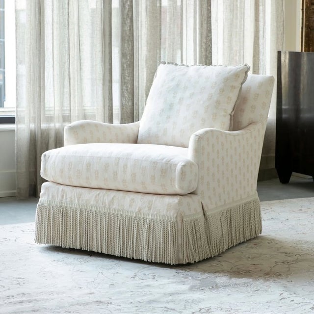Lee Industries Bullion Fringe Swivel Chair For Sale - Image 10 of 13