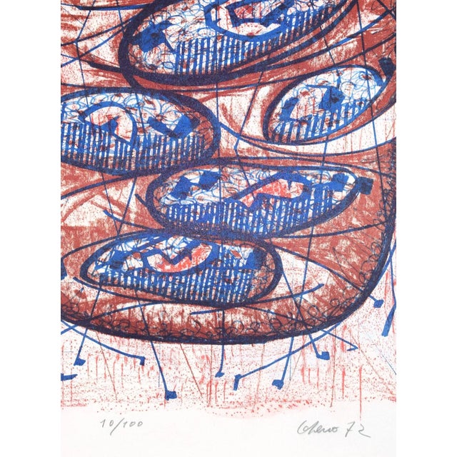 4 artworks by Luigi Gheno: Brown And Blue Composition Grey And Blue Composition Red And Blue Composition Blue And Pink...