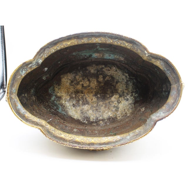 Mid 19th Century Circa 1860-80 Anglo-French Lobed Oval Brass Planter For Sale - Image 5 of 9