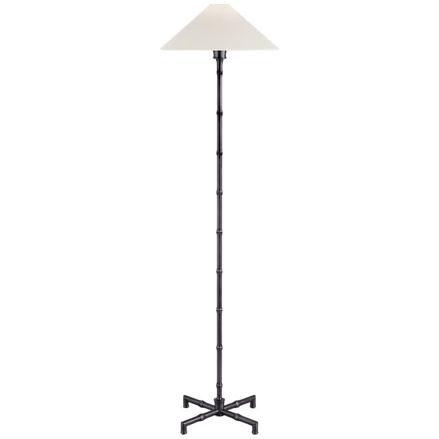 Modern Visual Comfort Signature Grenol Floor Lamp in Bronze with Linen Shade For Sale - Image 3 of 3