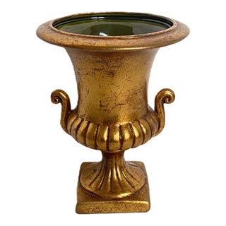 Vintage Gold Leaf Gilt Neoclassical Urn For Sale