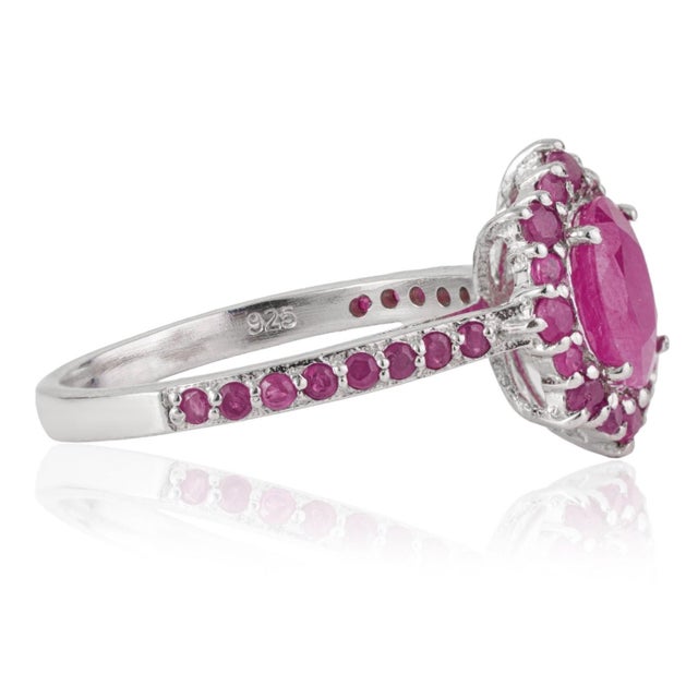 Not Yet Made - Made To Order Carat&Her Georgian Style Oval Cut Ruby Halo Cluster Ring in Sterling Silver, Size 7 For Sale - Image 5 of 13