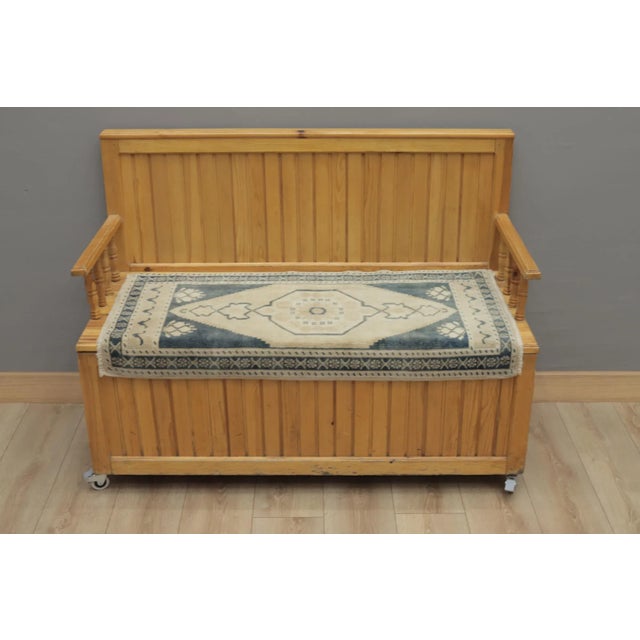 Traditional 1980s Turkish Blue Handmade Oushak Rug For Sale - Image 3 of 8