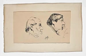 Félix Barrias, Portraits, Ink Drawing, Late 19th Century
