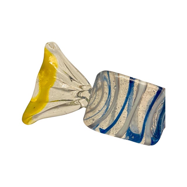Murano Murano Handblown Glass Blue and Yellow Candies, Set/2 For Sale - Image 4 of 4
