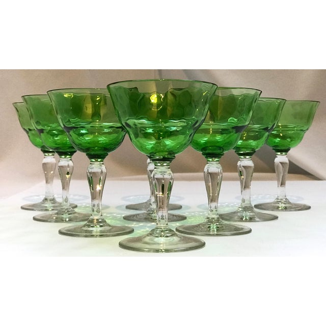 1940s Antique Green Crystal Glasses Set of 9 Chairish