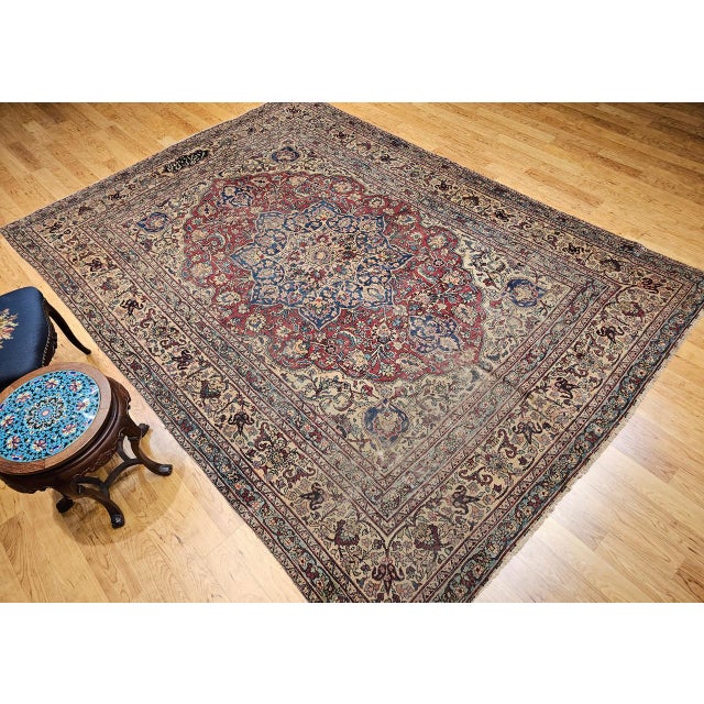 19th Century Persian Kerman Lavar Rug, Hand-Knotted Wool, Floral Pattern, Red & Ivory, 8x11 For Sale - Image 14 of 18