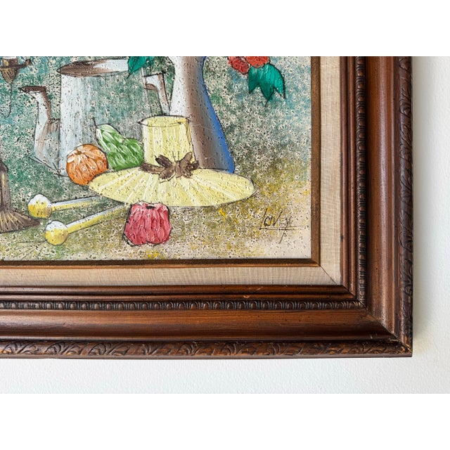 Vintage Lovey Original Still Life Oil Painting on Canvas, Framed For Sale - Image 9 of 10