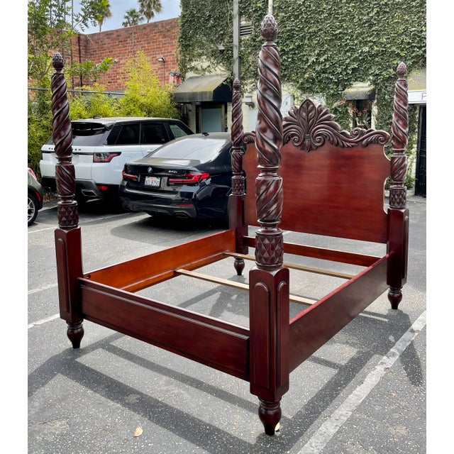 19th C Style Ralph Lauren Mahogany Four Poster Full Size Bed Frame