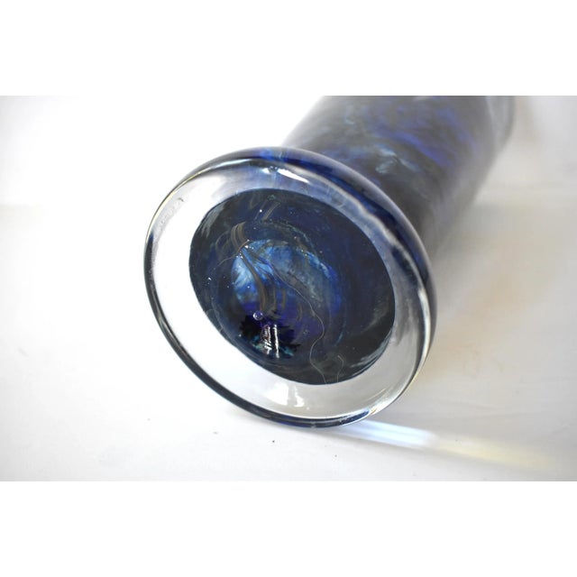 Large Cobalt Blue Blown Glass Vase For Sale - Image 10 of 11