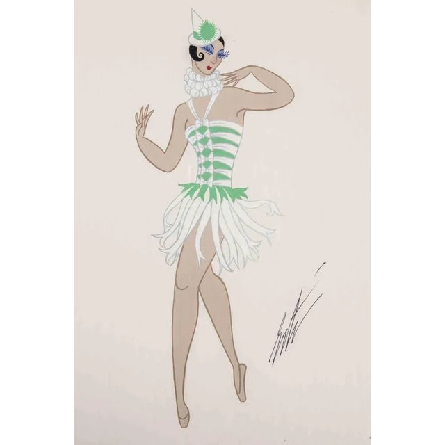 1970s Erté, Scaramouche, Pierrette, Gouache on Paper, 1979 For Sale - Image 5 of 5