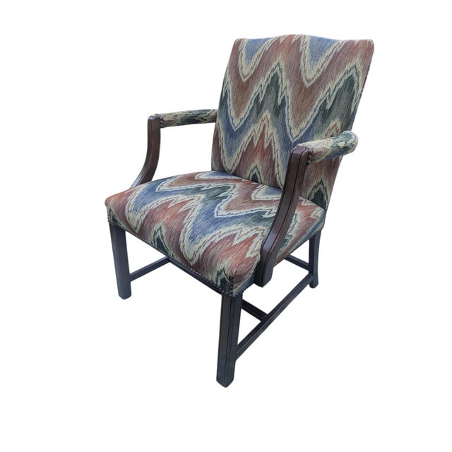 Vintage Schumacher Upholstered Flamestitch Arm Chair For Sale - Image 12 of 18