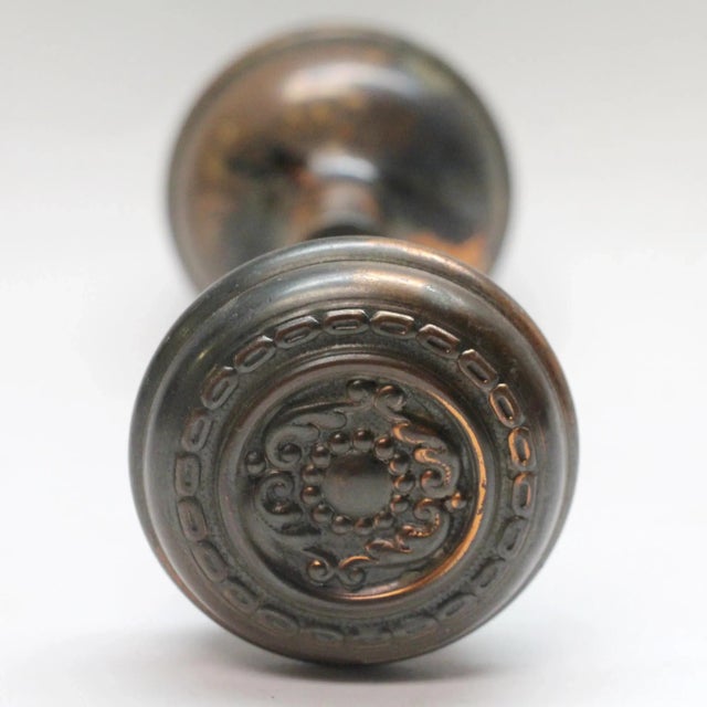 This two fold dark bronze knob was made by Sargent in the 1905 catalog. It is part of the Aramis F-22900 group. Priced as...