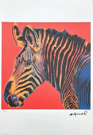 After Andy Warhol, Grevys Zebra Red, 1980s, Lithograph