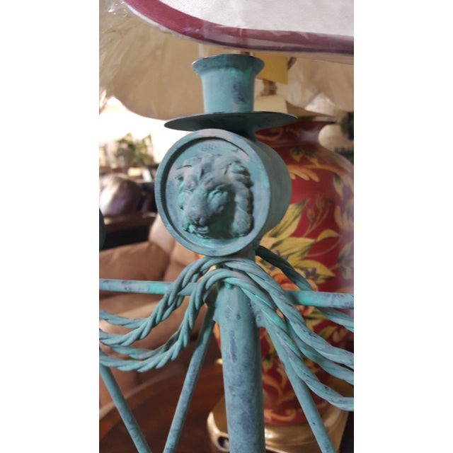 2000 - 2009 Lion Head Verdigris Patina Candle Holder by Guild Master For Sale - Image 5 of 12