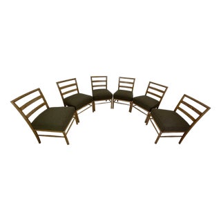 Mid 20th Century Set of 6 Danish Modern Cerused Oak Dining Chairs, Reupholstered For Sale