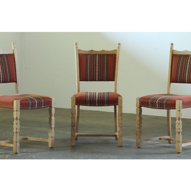 Vintage Scandinavian Oak Dining Chairs with Upholstery, 1970s, Set of 4 For Sale - Image 17 of 18