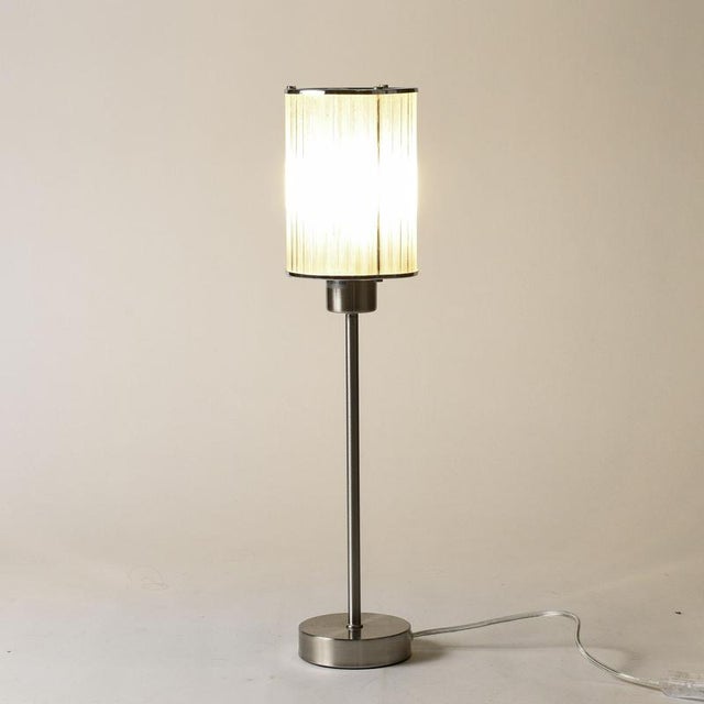 Table lamp with brushed metal base and original art deco hood in glass straws measures 12 x h 51 art deco style lamp...