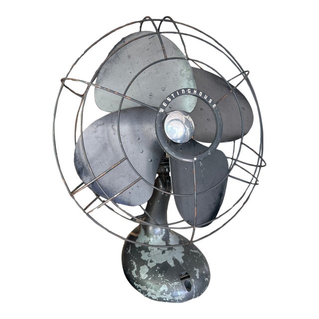 Vintage Westinghouse Oscillating Desk Fan Black Metal Industrial Style For Sale