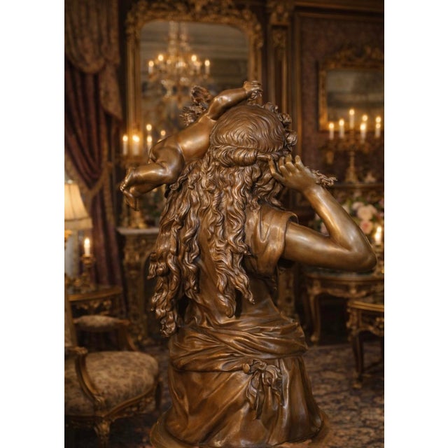 19th C Auguste Moreau Art Nouveau Gold Bronze Sculpture Statue 1 Pc For Sale - Image 10 of 11