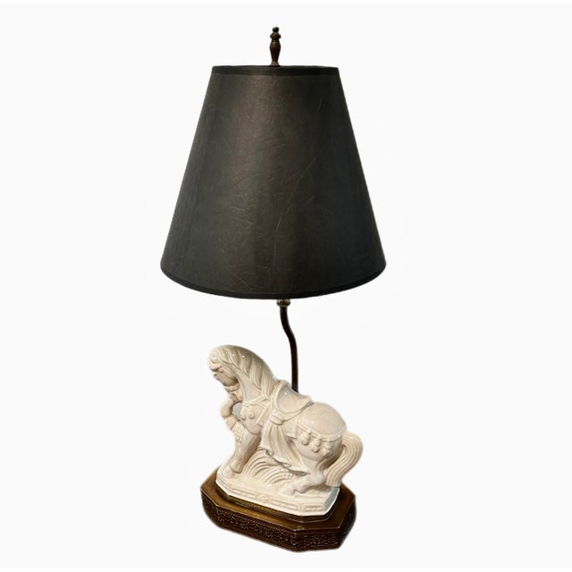 White Chinoiserie Blanc De Chine Tang Horse Table Lamp For Sale - Image 8 of 9