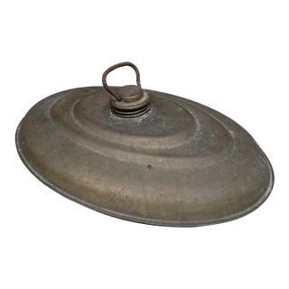 19th Century Brass Bed Warmer — Oval Primitive Foot Warmer With Aged Patina For Sale
