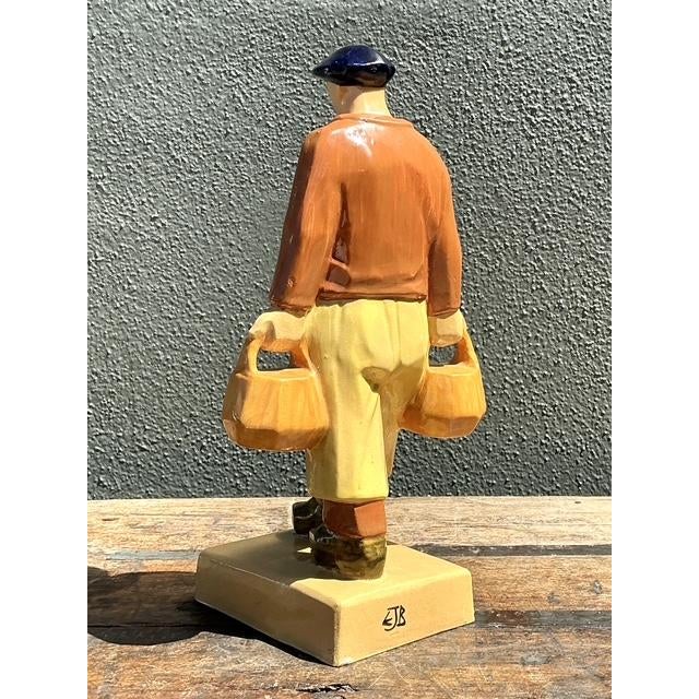 Late 20th Century Vintage French Emile Just Bachelet for Henriot Ceramic Fisherman For Sale - Image 5 of 12