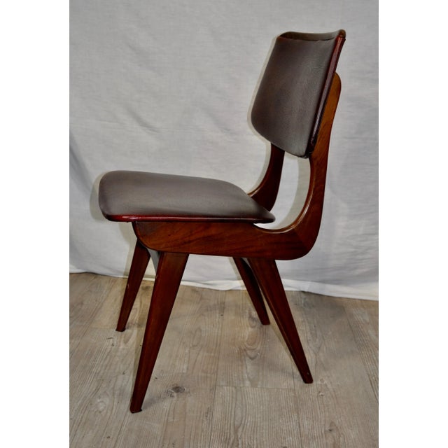 Maroon Leatherette Chairs by Louis van Teeffelen, 1960s, Set of 4 For Sale - Image 4 of 18