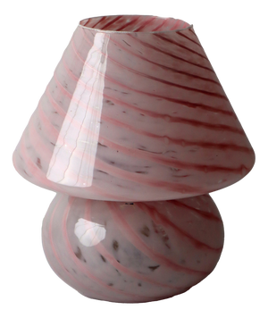 Large Pink Swirl Murano Glass Mushroom Table Lamp, 1970s