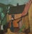 Mid-Century Modern 'Village Courtyard' Vintage Original Landscape Oil Painting, Framed For Sale - Image 10 of 14