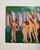 Striking vintage expressionist figure painting on board, measuring 21 inches wide by 11 inches high. Mid-20th century,...