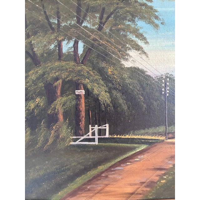 Sky Blue Vintage Original Coastal Landscape Oil Painting, Signed Seaside Art For Sale - Image 8 of 11