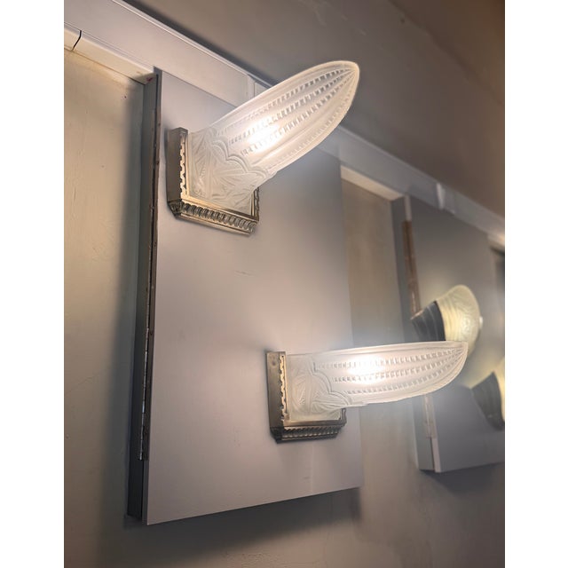 Art Deco Pirogues Wall Lights from Val Saint Lambert, 1930, Set of 2 For Sale - Image 3 of 18