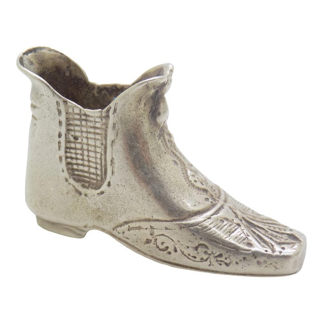 Vintage Italian Handmade Genuine Silver Renaissance Shoe Dollhouse Miniature For Sale