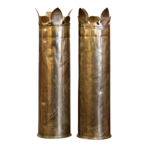 Pair of WWI French "Argonne" Trench Artillery Brass Shell Casings