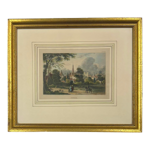 Brussels: Upper Largo & Church, Original Print, 1840 (Framed)