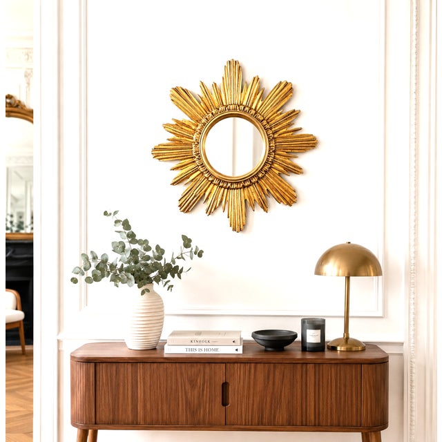 Mid-Century Modern Wenz Giltwood Sunburst Mirror, Germany, 1960s For Sale - Image 3 of 13