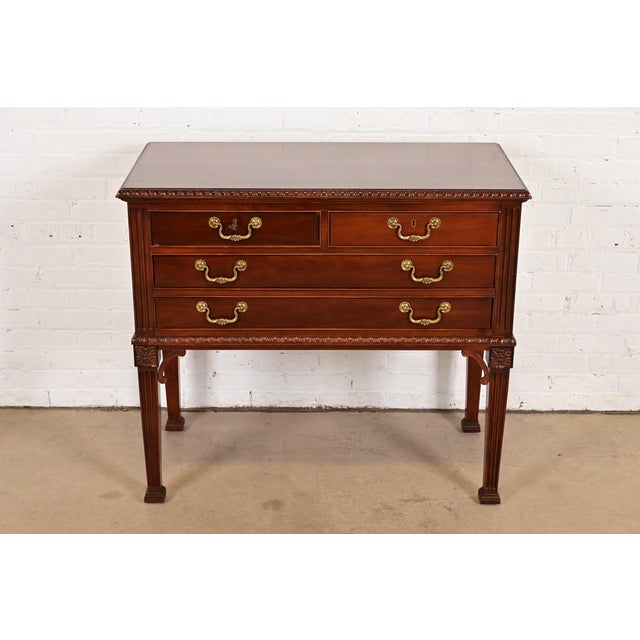 A gorgeous Georgian or Chippendale style buffet server, sideboard, or console table By Councill Furniture USA, Circa 1980s...