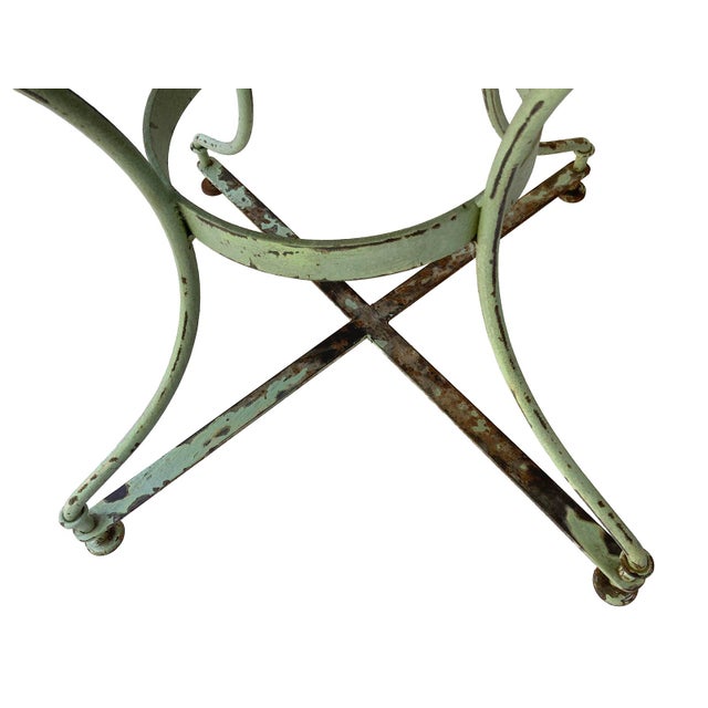 Rustic Antque Garden Table W/Patina Base For Sale - Image 10 of 11