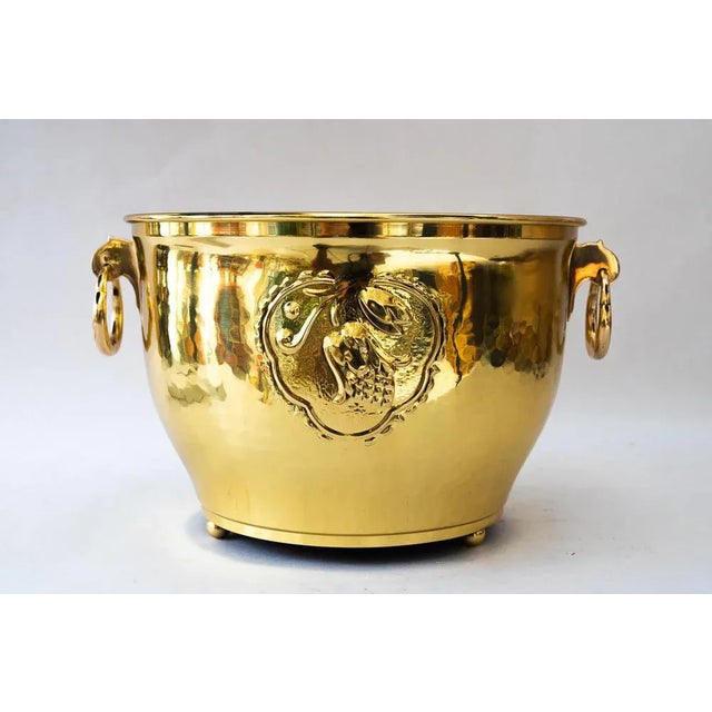 Art Deco brass palm pot around 1920s Brass polished and stove enameled