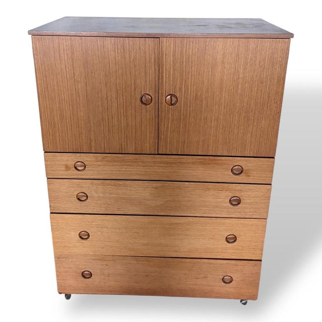 Mid-Century Teak Tallboy Cabinet with Drawers from Schreiber For Sale - Image 5 of 9