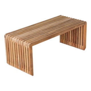 Wooden Slatted Bench from HKliving For Sale