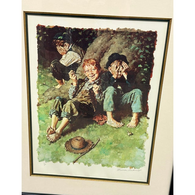1970s 1970s Norman Rockwell “First Smoke” Tom Sawyer Suite Collotype, 7/200, Framed For Sale - Image 5 of 8