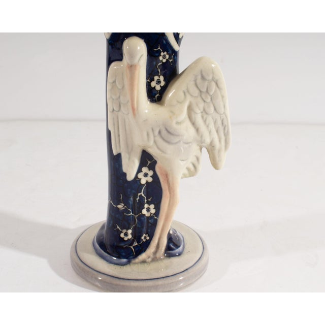 Figurative Gort Bone China Figurine of Woman and Crane For Sale - Image 3 of 8